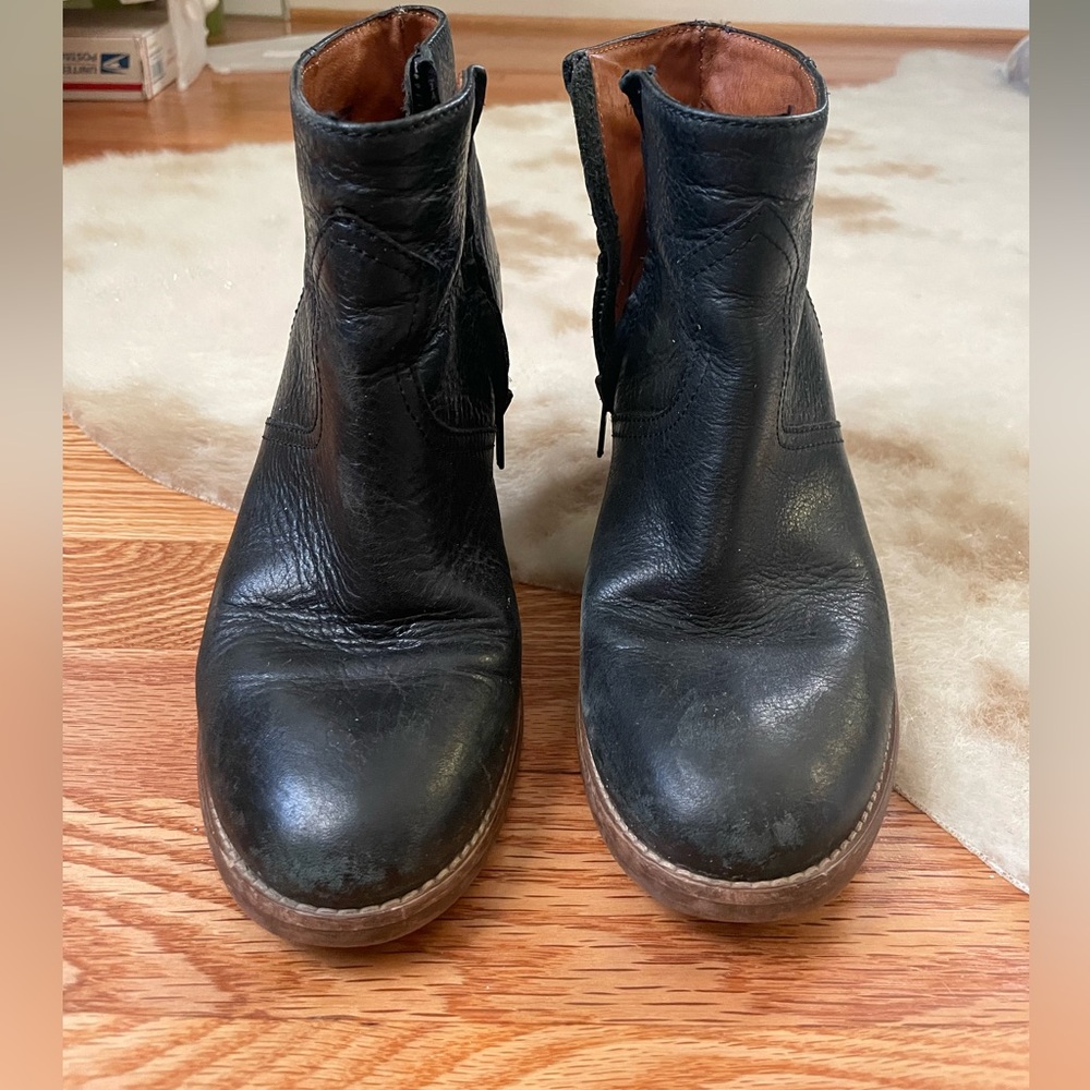 Madewell Black Leather Heeled Ankle Boots